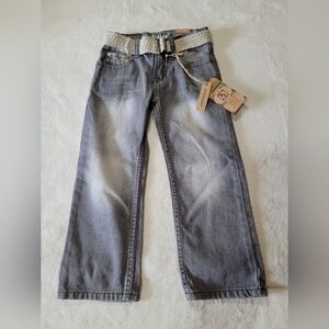 NWT Flypaper Straight Leg Denim Jeans w Belt Gray Size 4t Boys